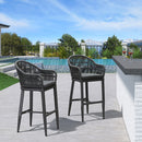 PURPLE LEAF Outdoor Bar Stools Set of 2 Rattan Bar Stools Counter Stools with Back and Cushions  for Patio, Garden, Kitchen