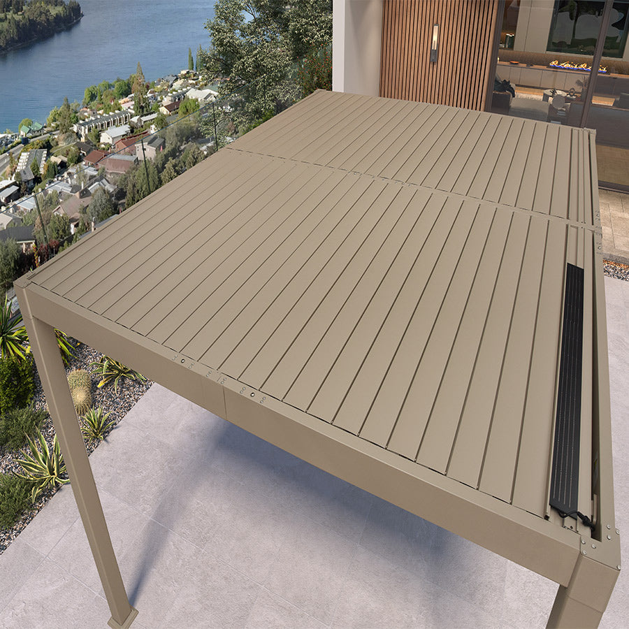 セラフ・ダズルガーデン Solar Louvered Pergola w/ LED | Adjustable Aluminum Roof