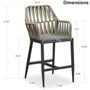 Clearance-PURPLE LEAF Modern Bar Stool Set of 2, Woven Counter Stools with Back, Bistro Bar Stools
