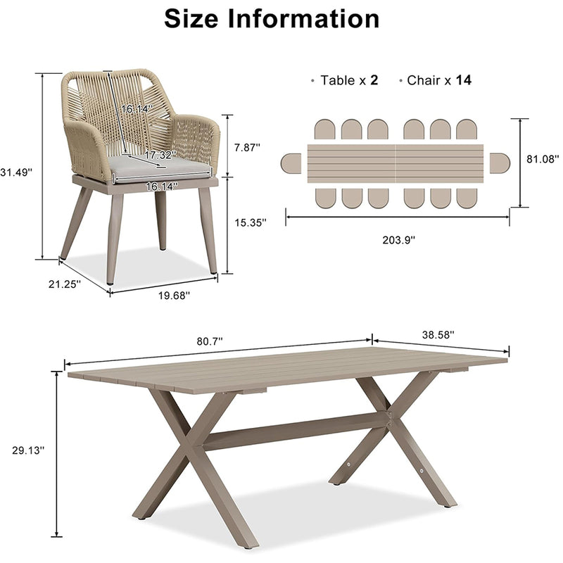 PURPLE LEAF Outdoor Dining Set All-Weather PE Rattan Outdoor Patio Furniture Set with Aluminum Frame