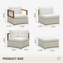 PURPLE LEAF Griffin L-shaped Patio Conversation Set White with Cushion Pillows Ottoman and Premium Leather for Patio Balcony