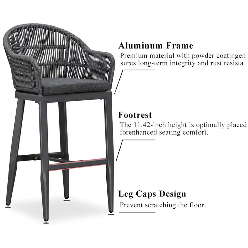 OPEN BOX I PURPLE LEAF Patio Chairs, 2 Set Outdoor Bar Stools Modern Counter Height Bar, Cushions Included