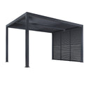 PURPLE LEAF Louvered Pergola Grey Outdoor Aluminum Pergola with Shutter Wall Adjustable Gazebo Rainproof for Patio Deck Garden