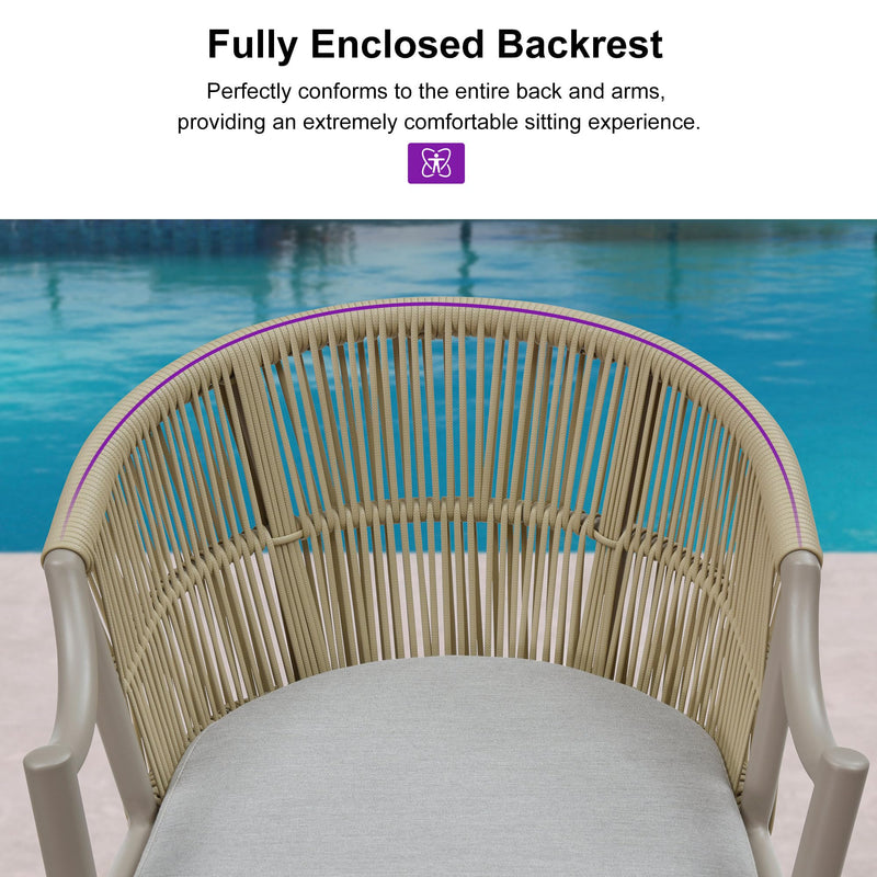 PURPLE LEAF Patio Bar Stools Set of 2 Outdoor Wicker Modern High Bar Chairs Metal Cushioned Barstools with Backs and Ergonomic Armrest for Balcony Garden Indoor Kitchen Island