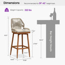 PURPLE LEAF Outdoor Swivel Counter Height Bar Stools Set of 2 Patio 360° Rotating All-Weather Wicker Stools with Back and Cushion for Outside Backyard Kitchen Bistro Garden Bar