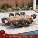 PURPLE LEAF Patio Dining Set with Sunbrella Fabric Cushions and Aluminum Table All-Weather Wicker Patio Table Set for Deck