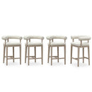 PURPLE LEAF Outdoor Bar Stools Set of 2 Modern Olefin Upholstered Barstools with Back and Armrest Bar Chairs for Garden Kitchen Island