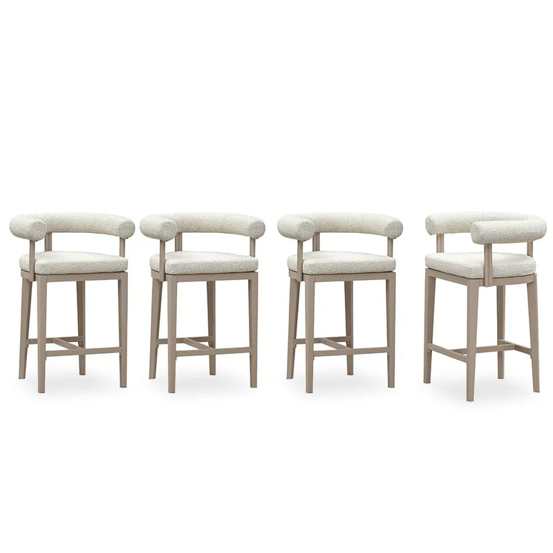PURPLE LEAF Outdoor Bar Stools Set of 2 Modern Olefin Upholstered Barstools with Back and Armrest Bar Chairs for Garden Kitchen Island
