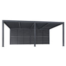 PURPLE LEAF Athena Louvered Pergola Grey Outdoor Aluminum Pergola with Shutter Wall Adjustable Gazebo Rainproof for Patio Deck Garden