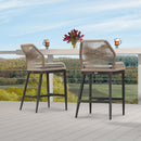 Clearance - PURPLE LEAF Patio Sunbrella Bar Stools Rattan Bar Aluminum Bar Stool Outdoor Barstools with Back and Cushion for Garden Kitchen Island
