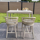 PURPLR LEAF Bar Stools Chair Set of 2, Rattan and Aluminum Frame with Comfortable Cushion