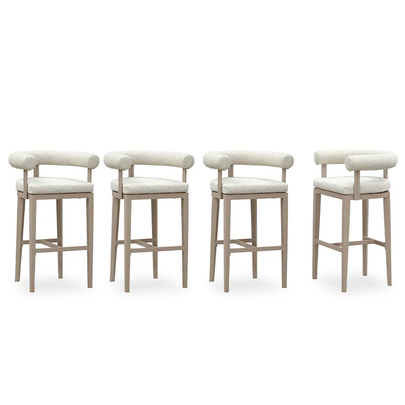 PURPLE LEAF Outdoor Bar Stools Set of 2 Modern Olefin Upholstered Barstools with Back and Armrest Bar Chairs for Garden Kitchen Island