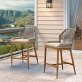 Clearance - PURPLE LEAF Patio Sunbrella Bar Stools Rattan Bar Aluminum Bar Stool Outdoor Barstools with Back and Cushion for Garden Kitchen Island