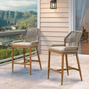 Clearance - PURPLE LEAF Patio Sunbrella Bar Stools Rattan Bar Aluminum Bar Stool Outdoor Barstools with Back and Cushion for Garden Kitchen Island