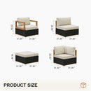 PURPLE LEAF Griffin L-shaped Patio Conversation Set Black with Cushion Pillows Ottoman and Aluminum Frame for Balcony Garden