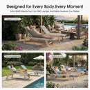 PURPLE LEAF Extra Large Patio Chaise Lounge French Outdoor Wicker Lounger Matte Teak Aluminum Frame 771LBS Capacity PE Rattan Adjustable Backrest for Pool Garden Beach Backyard