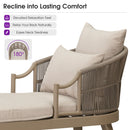 PURPLE LEAF Outdoor Lounge Chair, Patio Chaise Lounge with Cushioned Seat & Supportive Armrests, Ergonomic Aluminum Pool Lounge Chairs for Backyard Deck Poolside, Teak