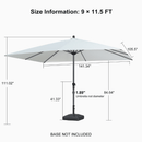 PURPLE LEAF Aluminum Outdoor Market Umbrella Patio Table Umbrella