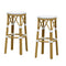 PURPLE LEAF Patio Round Bar Stools Set of 2 Outdoor Backless Barstools Woven Rattan Bar Chair  for Indoor Kitchen Island Bistros Cafe Restaurant