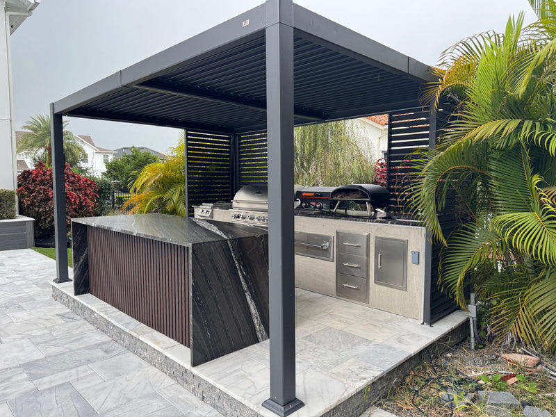 PURPLE LEAF Athena Louvered Pergola Outdoor Aluminum Pergola with Adjustable Roof for Deck Backyard Garden Hardtop Gazebo