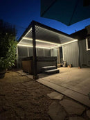 PURPLE LEAF Athena Louvered Pergola Grey Outdoor Aluminum Pergola with Strip Lights Adjustable Gazebo for Patio Deck Garden