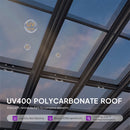 PURPLE LEAF Wall Mounted Gazebo with Gray Polycarbonate Roof Aluminum Frame Patio Cover with Retractable Pleated Shades for Porch