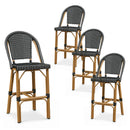 PURPLE LEAF Patio French Counter Stool Set of 2 Outdoor Backrest Barstools Aluminum Frame Woven Rattan for Indoor Kitchen Garden Balcony Restaurant