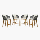 PURPLE LEAF Outdoor Bar Stools Patio Modern Aluminum Rattan High Back & Arms Bar Chairs with Removable Cushions and Pillows  for Outdoor or Indoor