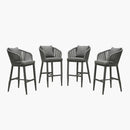 PURPLE LEAF Outdoor Bar Stools Patio Modern Aluminum Rattan High Back & Arms Bar Chairs with Removable Cushions and Pillows  for Outdoor or Indoor