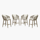 PURPLE LEAF Outdoor Bar Stools Patio Modern Aluminum Rattan High Back & Arms Bar Chairs with Removable Cushions and Pillows  for Outdoor or Indoor