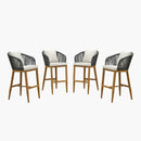 PURPLE LEAF Outdoor Bar Stools Patio Modern Aluminum Rattan High Back & Arms Bar Chairs with Removable Cushions and Pillows  for Outdoor or Indoor
