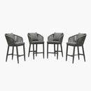 PURPLE LEAF Outdoor Bar Stools Patio Modern Aluminum Rattan High Back & Arms Bar Chairs with Removable Cushions and Pillows  for Outdoor or Indoor