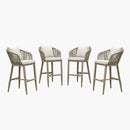 PURPLE LEAF Outdoor Bar Stools Patio Modern Aluminum Rattan High Back & Arms Bar Chairs with Removable Cushions and Pillows  for Outdoor or Indoor