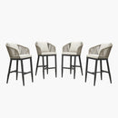 PURPLE LEAF Outdoor Bar Stools Patio Modern Aluminum Rattan High Back & Arms Bar Chairs with Removable Cushions and Pillows  for Outdoor or Indoor