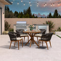 PURPLE LEAF Round Patio Dining Set with Aluminum Frame and Wicker Rattan Dining Chair with Comfortable Cushions for Deck Porch Kitchen Outdoor