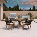 PURPLE LEAF Round Patio Dining Set with Aluminum Frame and Wicker Rattan Dining Chair with Comfortable Cushions for Deck Porch Kitchen Outdoor