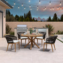 PURPLE LEAF Round Patio Dining Set with Aluminum Frame and Wicker Rattan Dining Chair with Comfortable Cushions for Deck Porch Kitchen Outdoor