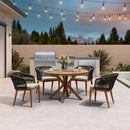 PURPLE LEAF Round Patio Dining Set with Aluminum Frame and Wicker Rattan Dining Chair with Comfortable Cushions for Deck Porch Kitchen Outdoor