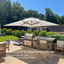 PURPLE LEAF Double Top 9 / 10 / 11 / 12 ft Square Aluminum Sun Umbrellas in Wood Color