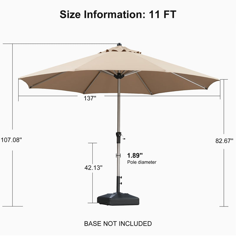 PURPLE LEAF Deluxe Aluminum Market Umbrella, Outdoor Table Umbrella for Patio, Porch