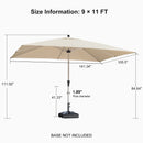 PURPLE LEAF Deluxe Aluminum Market Umbrella, Outdoor Table Umbrella for Patio, Porch