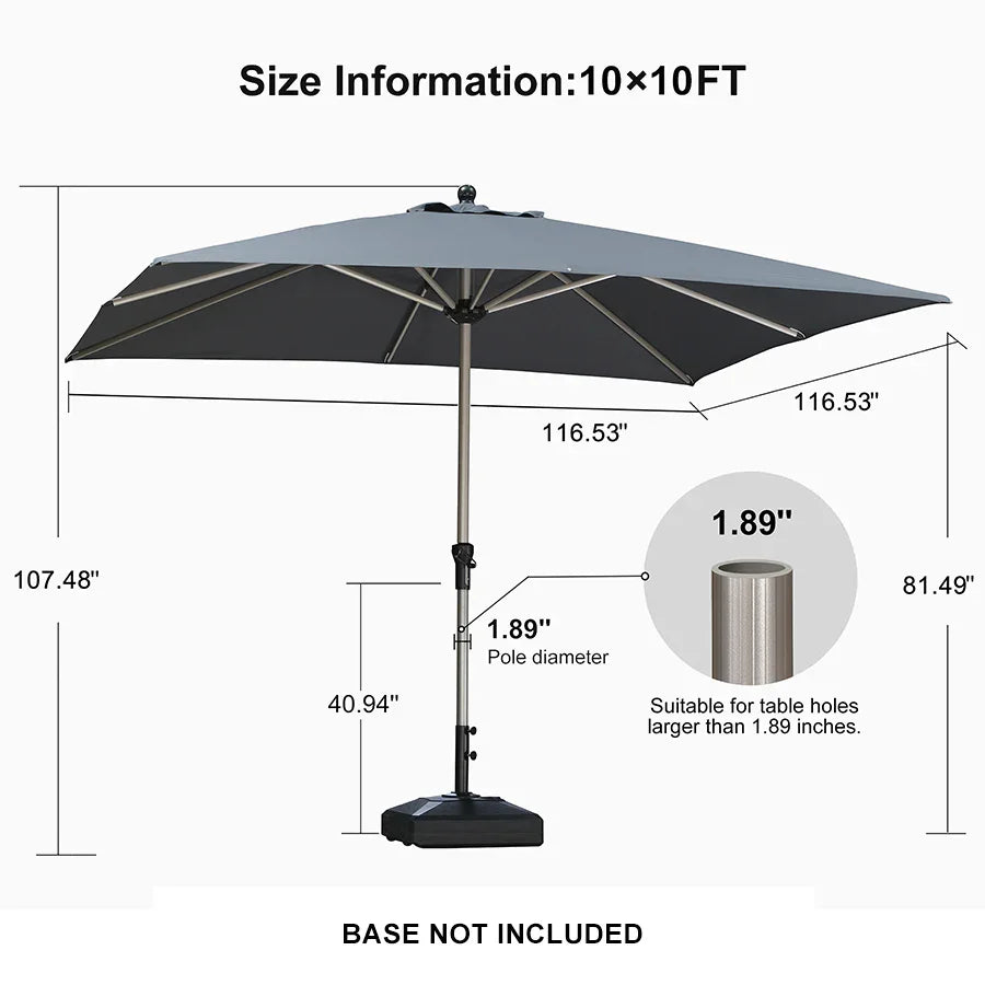 Hailar Deluxe Aluminum Table Umbrella for Garden, Patio, Porch