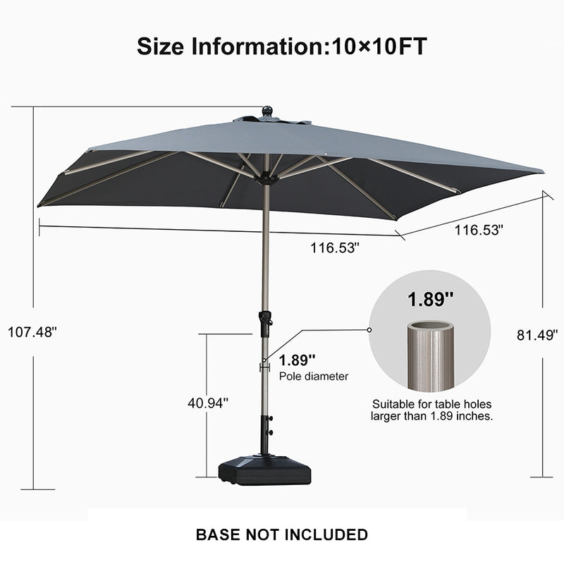 PURPLE LEAF Deluxe Aluminum Market Umbrella, Outdoor Table Umbrella for Patio, Porch