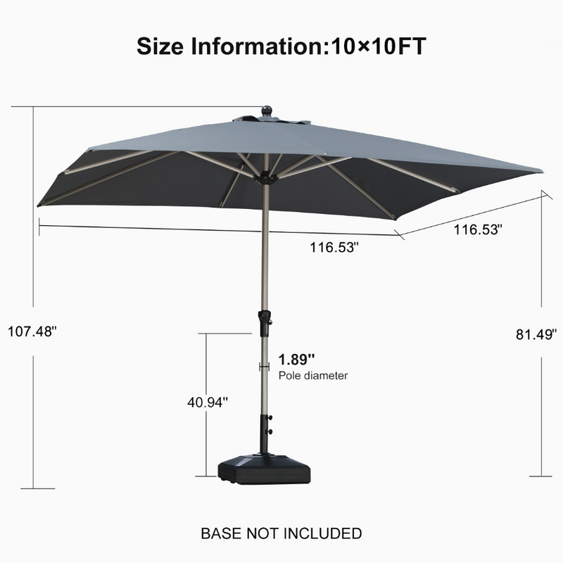 PURPLE LEAF Deluxe Aluminum Market Umbrella, Outdoor Table Umbrella for Patio, Porch