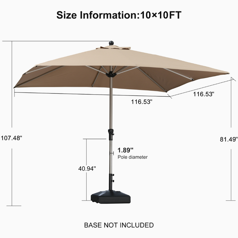 PURPLE LEAF Deluxe Aluminum Market Umbrella, Outdoor Table Umbrella for Patio, Porch