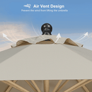 PURPLE LEAF Wood Pattern Tilting Patio Table Umbrella with Base, Outdoor Market Umbrella