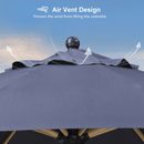 PURPLE LEAF Wood Pattern Tilting Patio Table Umbrella with Base, Outdoor Market Umbrella