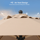 PURPLE LEAF Wood Pattern Tilting Patio Table Umbrella with Base, Outdoor Market Umbrella