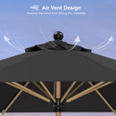PURPLE LEAF Wood Pattern Tilting Patio Table Umbrella with Base, Outdoor Market Umbrella