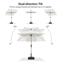 PURPLE LEAF Wood Pattern Tilting Patio Table Umbrella with Base, Outdoor Market Umbrella